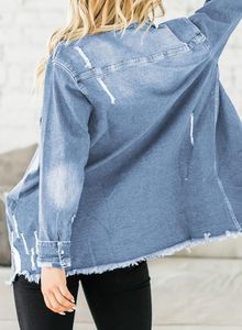 Women's Oversized Vintage Denim <b>Jean</b> Jacket Long Sleeve Casual Fall Outfits with Cotton Filling <b>Button</b> Decoration Jacket - Product Image 5
