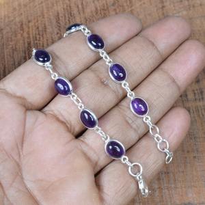 Estilo bohemio, pulsera de piedras preciosas de amatista de Plata de Ley 925, joyería hecha a mano, pulsera de plata, joyería para mujer, regalo de boda para ella - Product Image 2