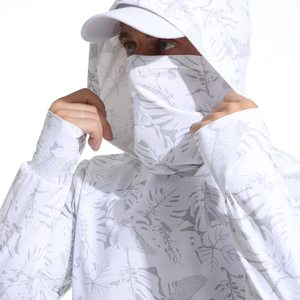 เสื้อตกปลาแขนยาวมีฮู้ดสำหรับผู้ชายเสื้อตกปลามีฮู้ดแห้งเร็วเสื้อตกปลาสำหรับผู้ชาย UPF 50 + UV ป้องกันเสื้อผ้าสำหรับตกปลาโลโก้ตามสั่ง - Product Image 5