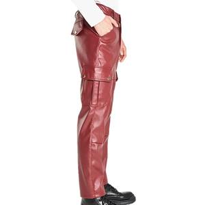 Pantalones casuales de PU para hombre con múltiples bolsillos, pantalones de cuero de motorista de moda, pantalones resistentes a la suciedad a prueba de viento e impermeables, talla - Product Image 3