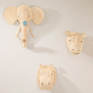 New Design Rhino <b>Wall</b> Decoration Living Room Bedroom Best Selling <b>Rattan</b> Rhino <b>Decor</b> Handmade Animal Head - Product Image 3