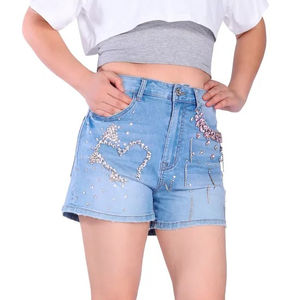 2025 personnalisable femmes taille haute Denim Shorts haute qualité été nouveau Design lavé prix de gros pas cher taux OEM - Product Image 1