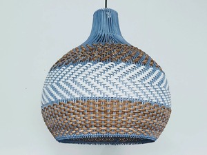Vietnam-Made Courtland Blue <b>Rattan</b> <b>Pendant</b> Light Popular Coastal Interior Design with Asian & Farmhouse Style Wooden Material - Product Image 5