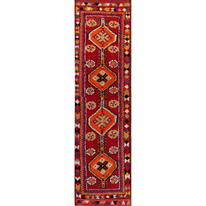 Nuray Hand Knotted Wool Rugs <b>Red</b> Orange Geometric Pattern for Home Use 9x12 Rectangle for Living Room Bedroom for Teens-Pae-3035 - Product Image 1