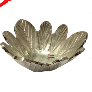 Hermosa flor mirada plata acabado metal aluminio tazón para servir para hotel restaurante y bar - Product Image 4