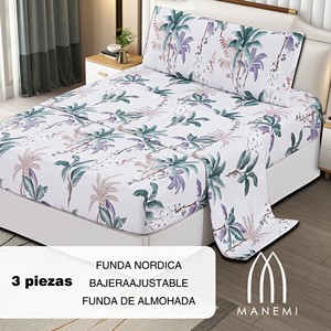 Ensemble de housse de couette florale 3 pièces 100% coton avec drap-housse et taie d'oreiller 100TC Literie de luxe pour la maison - Product Image 2