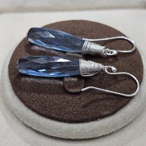 Boucles d'oreilles en forme de goutte en argent Sterling 925 Nice Cut Handmade Designer London Blue Topaz Quartz pour les fêtes de mariage Excellent cadeau - Product Image 2