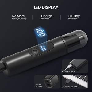 Tondeuse à poils de nez et d'oreilles rechargeable avec écran LED, portable, format voyage, indolore, étanche, pour usage domestique, alimentation USB - Product Image 1