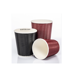 Vasos desechables ondulados 100%, vajilla de papel, bebidas calientes/frías, 4oz/6oz/9oz/12oz/16oz, fiestas negras, eventos, cumpleaños, bodas - Product Image 2