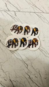 Posavasos y Manteles Individuales Redondos de Mármol de Lujo Hechos a Mano con Diseño Abstracto de Elefante, Lavables, Personalizables, al por Mayor para Uso Doméstico en India - Product Image 2
