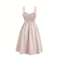 Vestido Midi de Verano para Mujer, Elegante, Formal, Casual, Estampado, Línea A, Cuello en V, Satinado, Antiarrugas, Ecológico y Natural, Venta al Por Mayor
