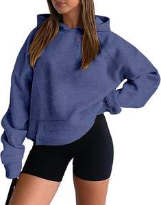 เสื้อสเวตเชิ้ตผู้หญิง แขนยาว มีกระเป๋าแบบจิงโจ้ ผ้าฟลีซ เสื้อฮู้ดดี้เนื้อหนา ผ้าเฟรนช์เทอร์รี่ - Product Image 2