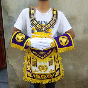 FULLY HAND EMBROIDERED DEPUTY GRAND MASTER <b>APRON</b> WITH COLLAR & CUFFS JEWEL - Product Image 1