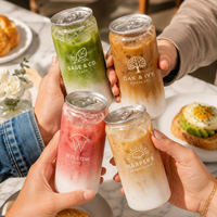 Boîtes en PET personnalisées AT PACK pour café, matcha et jus, emballages de boissons de 12 oz, 16 oz, 330 ml