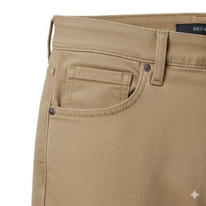 Pantalones informales rectos ajustados ligeros para hombre, pantalones planos teñidos lisos de cintura media a la moda de primavera y verano - Product Image 2