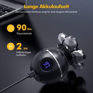 Kit de rasoir électrique multifonction WetDry étanche pour hommes, rasoir rotatif avec écran LED pour le soin du corps, IPX7 - Product Image 3