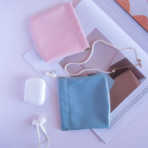Professional Fashion Travel Small Striped Canvas Lace-up Closure Waterproof Makeup Pouch Portable Headphone <b>Lipstick</b> Pouch <b>Bag</b> - Product Image 2
