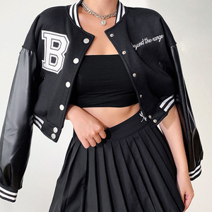 Fabricant OEM Vestes d'université en cuir brodées de haute qualité pour femmes Logo personnalisé Baseball Letterman Varsity Jackets - Product Image 5