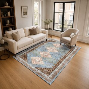 Alfombra de Área Chenille Antideslizante, Lavable a Máquina, con Estampado Digital Oriental Vintage en Gris Plateado, Modelo LXDP-0145 de RUGS DEPOT, Venta al Por Mayor - Product Image 2