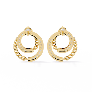 Boucles d'oreilles en or 18 carats brillantes avec diamant de laboratoire, boucles d'oreilles de qualité supérieure - Product Image 2