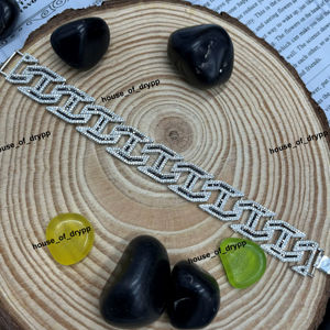 Pulsera de Eslabones Geométricos con Incrustaciones de Plata y Diamantes de Moissanita, Joyería de Cadena para Fiestas Unisex - Product Image 1