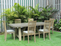 Table à manger rectangulaire en bois moderne avec banc, ensemble de meubles de jardin pour 6 personnes, design stable