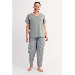 KADIN P.SUPREM BATTAL XXL O YAKA KISA KOL ETEGI OVAL PIJAMA TAKIM - SAF GRI - SAF GREY - Product Image 1