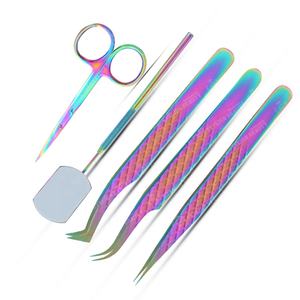 Pinzas de extensión de pestañas de acero inoxidable, etiqueta personalizada, Punta cerrada, 100, ventiladores, pinzas personalizadas - Product Image 6