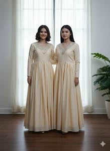 Traje Anarkali Salwar con estampado de gran vuelo, estilo cuello en V, largo hasta el suelo, 3 metros, estilo actriz de series de televisión, el más hermoso, para uso adulto. - Product Image 4