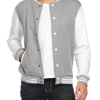 Blouson Bomber Homme Hiver Personnalisé OEM en Laine/Polyester Coupe Slim, Réversible avec Logo Tissé sur le Devant et Col Mandarin en Coton