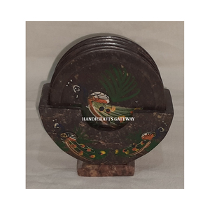 Handmade Natural Soapstone Round Shape And Unique Bird Shape Design <b>Coaster</b> <b>Set</b> For Home Hotel And Restaurant Decoration Purpose - Product Image 1