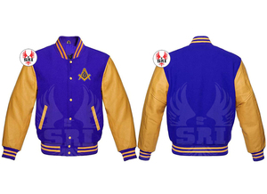 Veste de maçon maîtricien maçonnique sur mesure, veste universitaire personnalisée |   Veste universitaire en laine avec manches en cuir, style Regalia maçonnique - Product Image 5