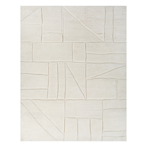 Alfombra de Lana Zuri Ivory, Anudada a Mano, con Patrón Geométrico, para Decoración de Sala de Estar Juvenil o Pasillo, Rectangular Grande, Ra-1138 - Product Image 1