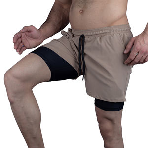 กางเกงขาสั้นเล่นยิมของผู้ชายแห้งเร็วสองชั้นกางเกง100% โพลีเอสเตอร์ใส่เล่นกีฬาแบบลำลอง - Product Image 5