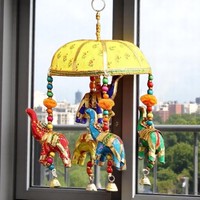 Blue Elephant Hand-Wind Chimes Décoration murale de jardin intérieure et extérieure Ornement de décoration intérieure polyvalent