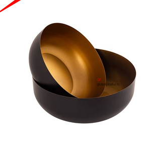 Juego de 2 cuencos redondos de metal dorado con cuchara, cuenco para servir ensalada para Decoración de mesa - Product Image 2