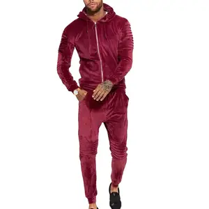 Men two piece hoodie set custom velour tracksuits your own logo bulk wholesale rate best selling winter fast shipping tracksuits