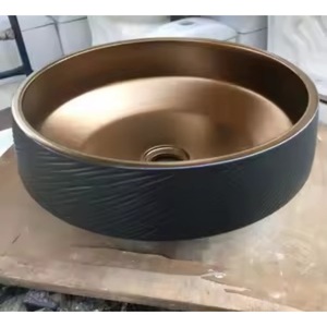 อ่างล้างจานทองแดงทรงกลมทำด้วยมือดีไซน์หรูหราทนทานเพิ่มความสวยงามและความสามารถคลาสสิกให้กับห้องครัวหรืออ่างอาบน้ำ - Product Image 1