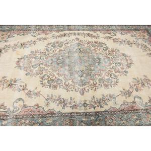 Alfombra Turca de 6.1x9.5 pies, Alfombra Vintage, Alfombra de Lana con Diseño Floral Azul - Product Image 5