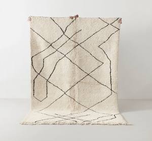 Alfombras de lana pura de diseño moderno, tapete anudado a mano, de área de lana marroquí - Product Image 3