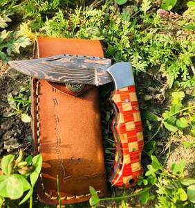 Navaja de Bolsillo de Acero de Damasco y Cobre de Edición Limitada, Mango Personalizado Hecho a Mano, Navaja Plegable, Regalo Único y Personalizado - Product Image 3