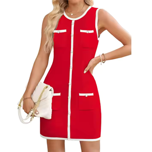 <b>100</b>% Polyester Knitting Casual Bodycon Dress Eco-Friendly Breathable for Spring/Summer Plain Dyed Natural OEM Service Available - Product Image 5