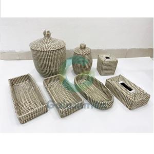 White Seagrass Classic Square <b>Tissue</b> <b>Holder</b> Vietnam Bathroom & <b>Kitchen</b> Accessories for Hotels - Product Image 2