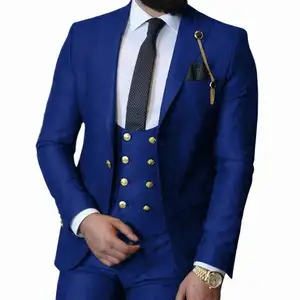 Костюм мужской деловой из 3 предметов, Классический Королевский синий пиджак для шафера, костюм на заказ для свадьбы