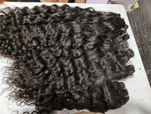 Extensions de cheveux humains vierges indiens personnalisés de qualité supérieure Double trame ondulés légers bouclés crépus droits Fumi donneur unique - Product Image 3