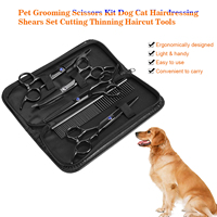 Professionnel 7 pièces Kit de ciseaux de toilettage pour animaux de compagnie en acier inoxydable chien et chat ciseaux de coiffure ensemble boîte emballée outils de coupe de cheveux amincissants