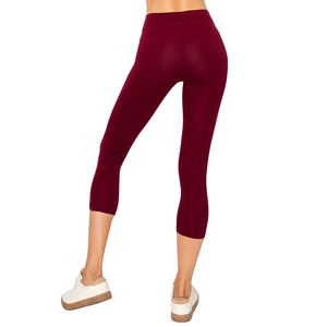 2024 sur mesure couleur unie respirant Capri Leggings pour femmes haute qualité taille élastique fermeture Yoga Leggings - Product Image 2
