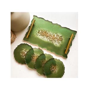 Plateau en résine de forme ronde Standard pour le prix de gros plateau de service en résine de haute qualité avec poignée en métal pour la décoration de la maison - Product Image 3