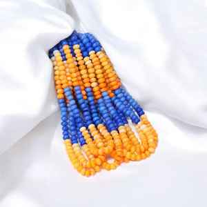 ลูกปัดอัญมณีสีฟ้าสีส้มเงาโอปอลแบบเรียบเส้นพลอยหลวม7มม. ถึง10มม. สำหรับทำเครื่องประดับอินเดียขายส่ง - Product Image 3