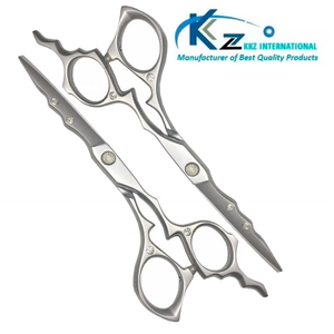 กรรไกรตัดผมมืออาชีพคุณภาพสูงสแตนเลสคมกริบสำหรับช่างตัดผมจาก KKZ International พร้อมด้ามจับยาง - Product Image 2